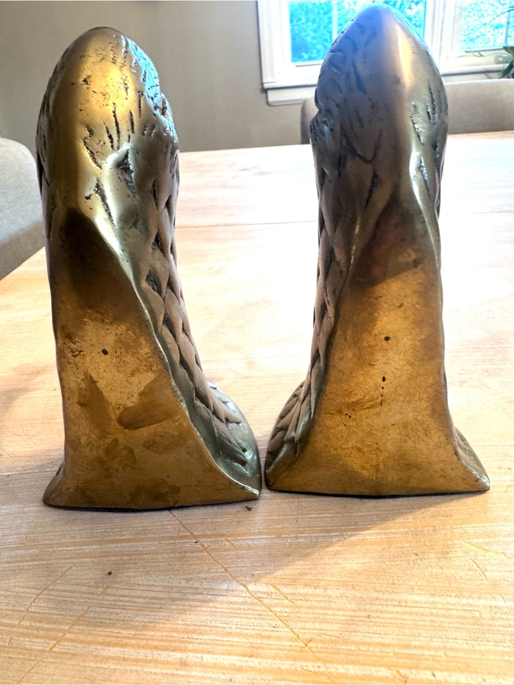 Vintage Brass Bald Eagle Head Bookends - Picture 2 of 6